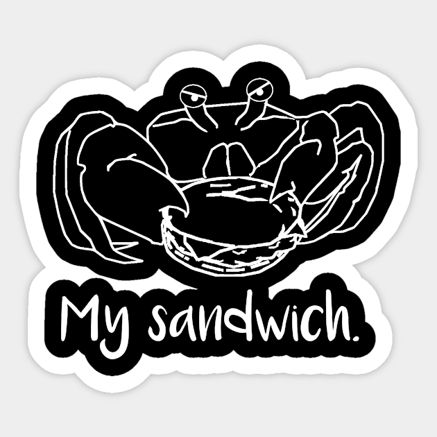 Crab My Sandwich Funny Crab Eating a Sandwich Sticker by StacysCellar